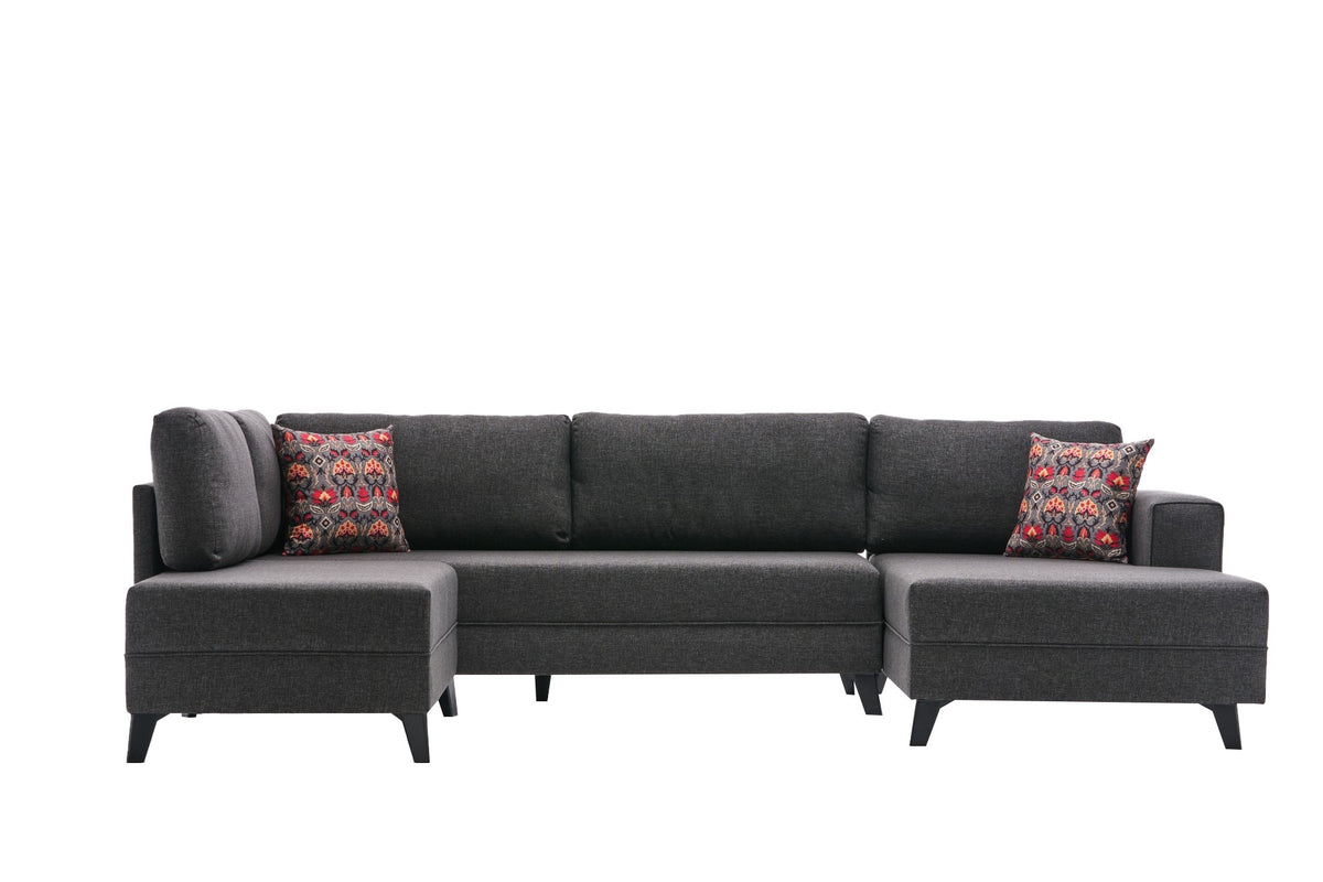 Efsun Bettsofa - Anthrazit in Anthrazit präsentiert im Onlineshop von KAQTU Design AG. Bettsofa rechts ist von Atelier Del Sofa