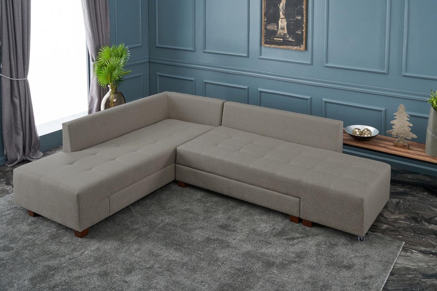 Manama Corner Sofa Bed Left - Cream in Sahne präsentiert im Onlineshop von KAQTU Design AG. Bettsofa ist von Atelier Del Sofa