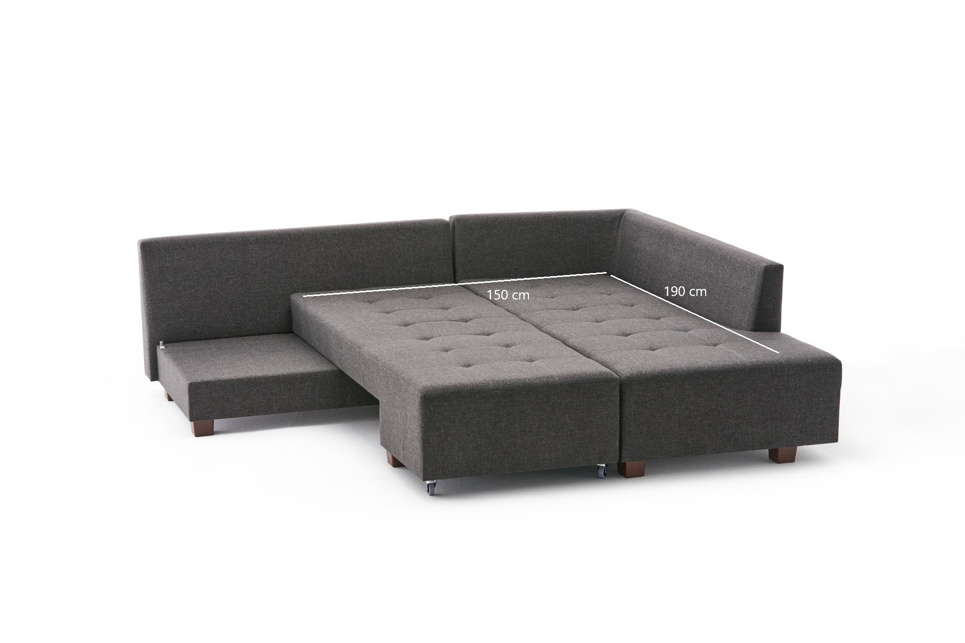 Manama Corner Sofa Bed Right - Anthracite in Anthrazit präsentiert im Onlineshop von KAQTU Design AG. Bettsofa ist von Atelier Del Sofa