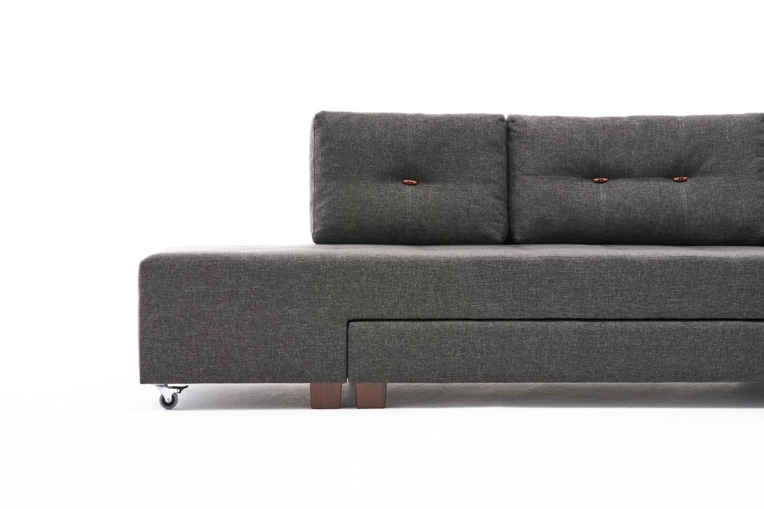 Manama Corner Sofa Bed Right - Anthracite in Anthrazit präsentiert im Onlineshop von KAQTU Design AG. Bettsofa ist von Atelier Del Sofa