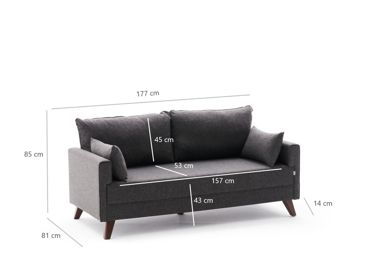 Bella Sofa For 2 Pr - Anthracite in Anthrazit präsentiert im Onlineshop von KAQTU Design AG. 2er Sofa ist von Atelier Del Sofa
