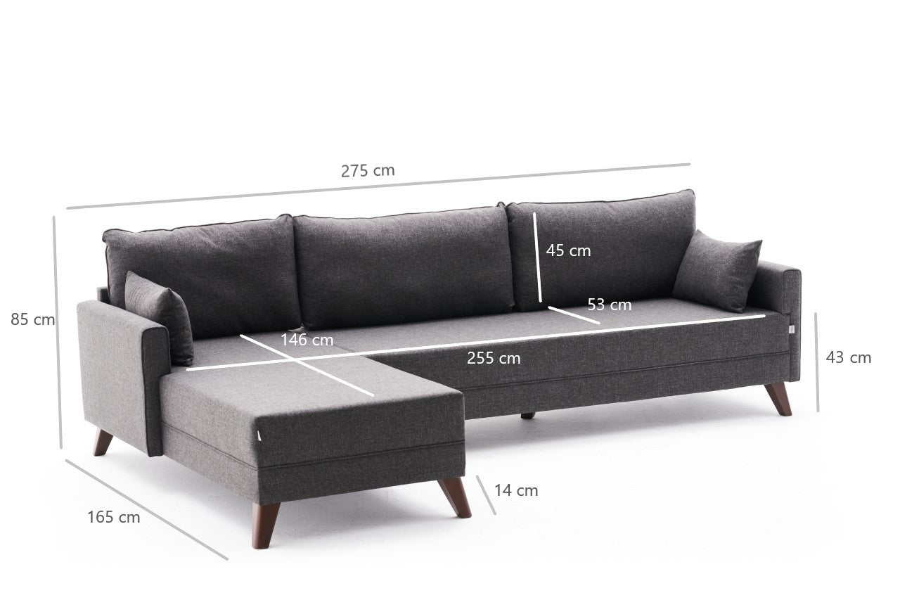 Bella Corner Sofa Left - Anthracite in Anthrazit präsentiert im Onlineshop von KAQTU Design AG. Ecksofa ist von Atelier Del Sofa