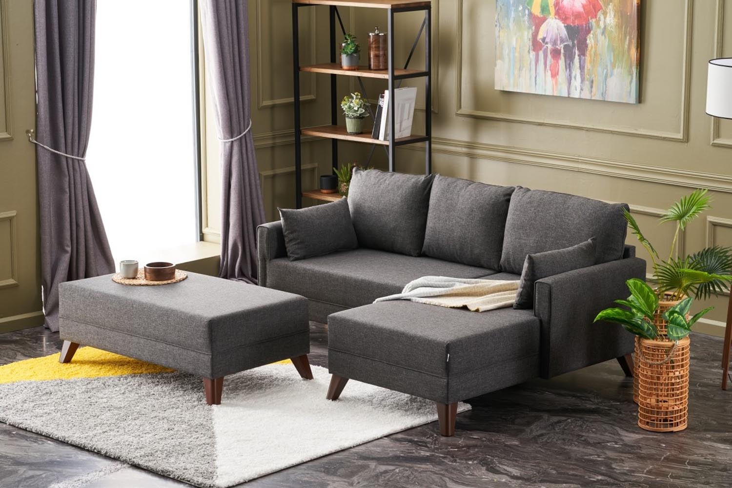 Bella Mini Corner Sofa Right - Anthracite in Anthrazit präsentiert im Onlineshop von KAQTU Design AG. Bettsofa ist von Atelier Del Sofa