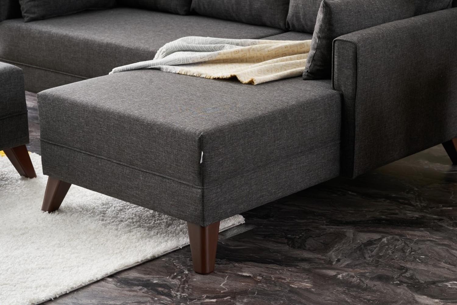 Bella Mini Corner Sofa Right - Anthracite in Anthrazit präsentiert im Onlineshop von KAQTU Design AG. Bettsofa ist von Atelier Del Sofa