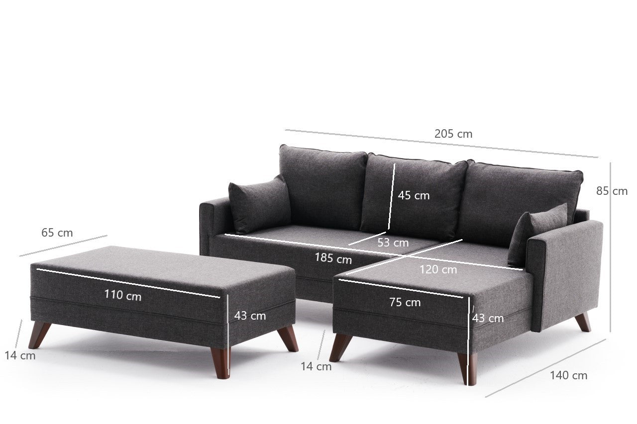 Bella Mini Corner Sofa Right - Anthracite in Anthrazit präsentiert im Onlineshop von KAQTU Design AG. Bettsofa ist von Atelier Del Sofa