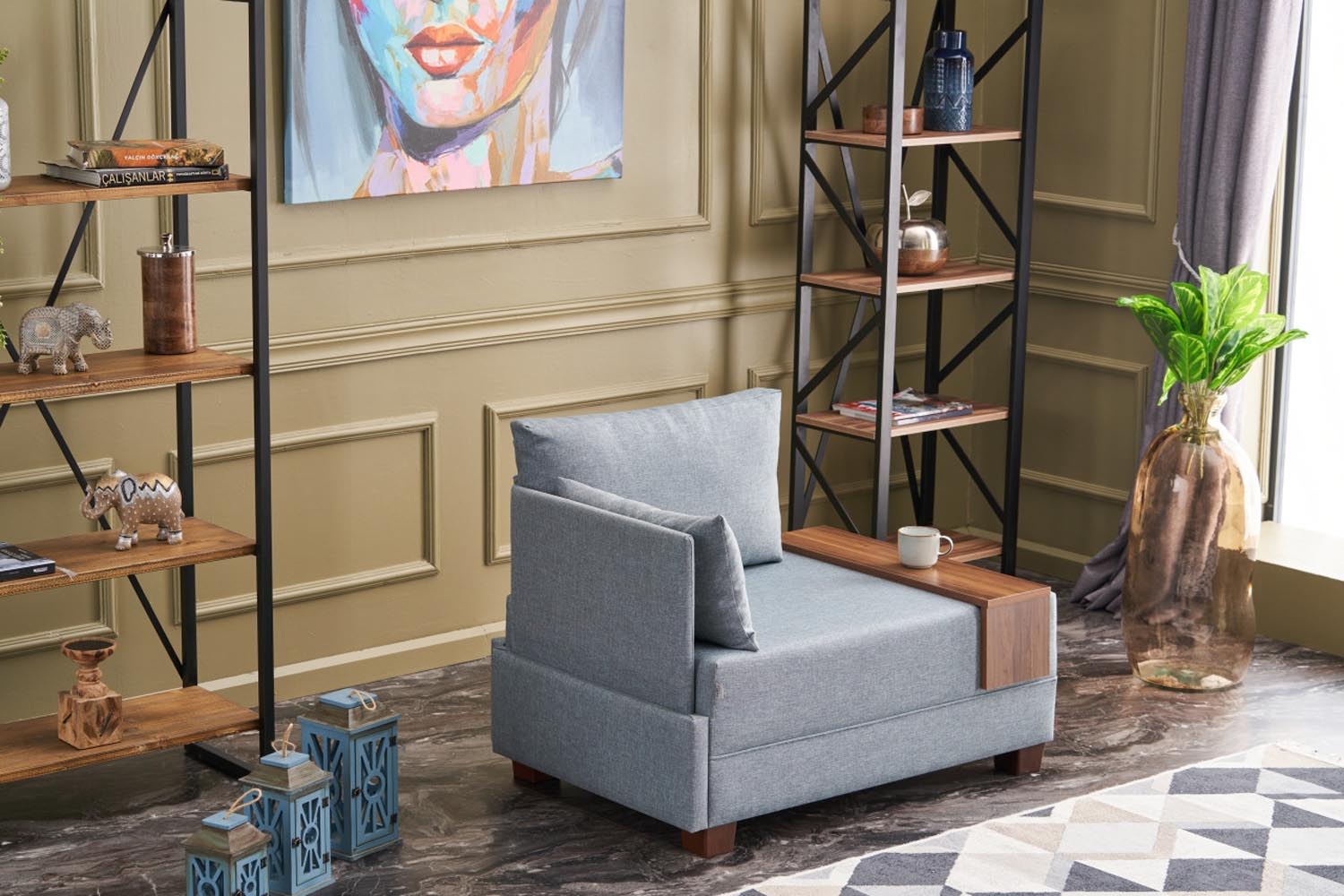 Fly Left - Light Blue in Blau präsentiert im Onlineshop von KAQTU Design AG. Modulares Sofa ist von Atelier Del Sofa