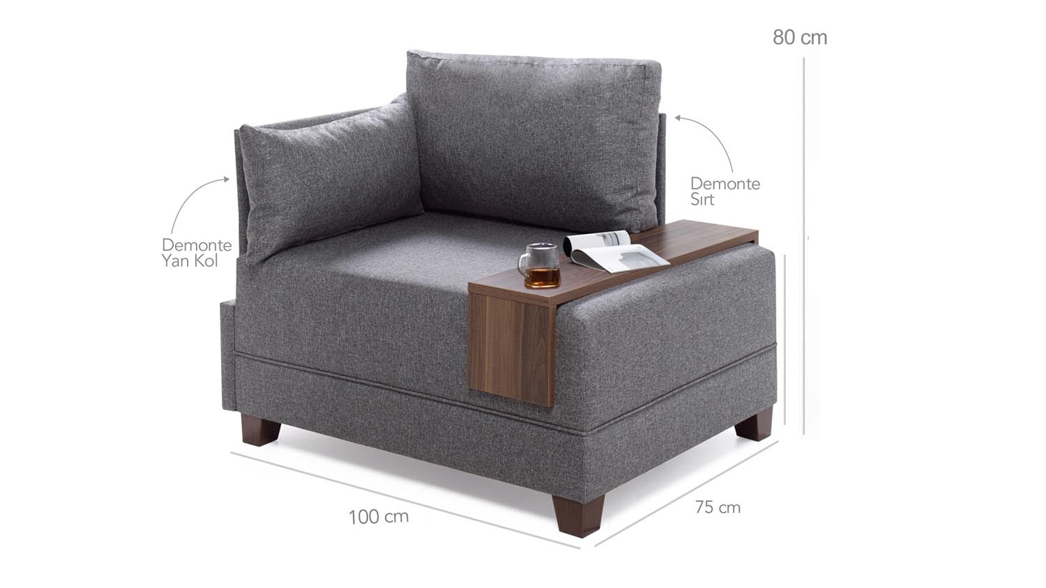 Fly Left - Anthracite in Anthrazit präsentiert im Onlineshop von KAQTU Design AG. Modulares Sofa ist von Atelier Del Sofa