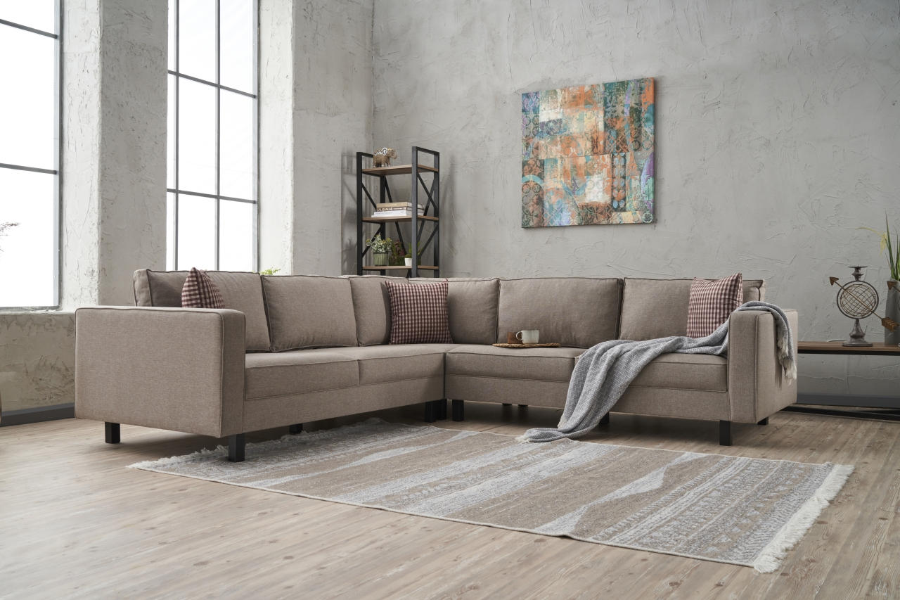 Kale Linen - Cream in Sahne präsentiert im Onlineshop von KAQTU Design AG. Ecksofa ist von Atelier Del Sofa