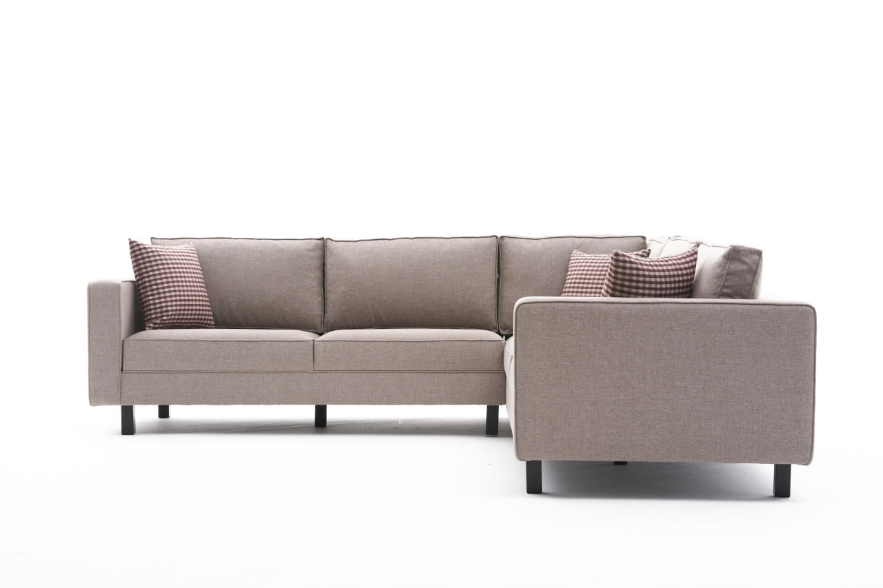 Kale Linen - Cream in Sahne präsentiert im Onlineshop von KAQTU Design AG. Ecksofa ist von Atelier Del Sofa