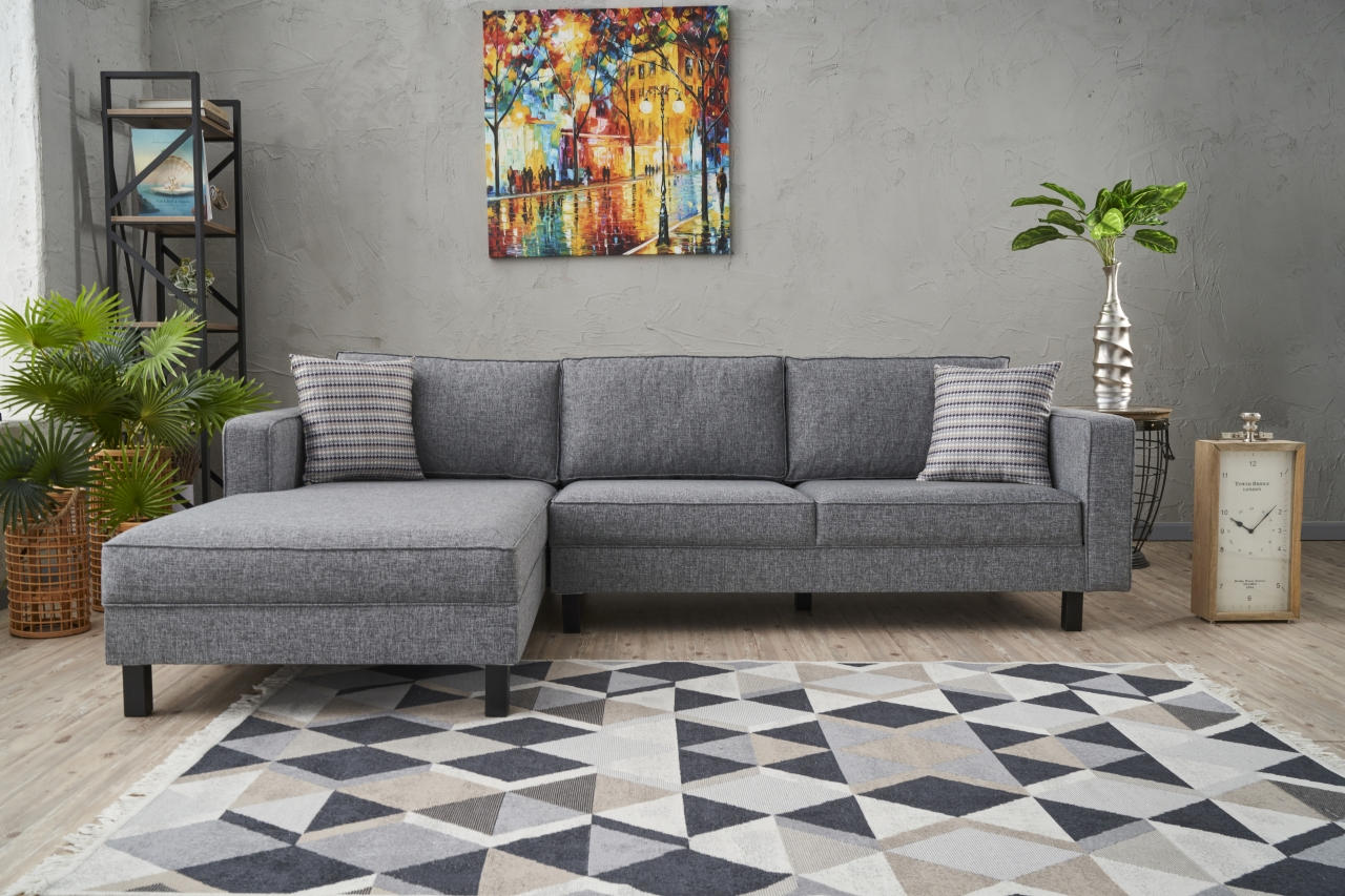 Kale Linen Left - Grey in Grau präsentiert im Onlineshop von KAQTU Design AG. Ecksofa ist von Atelier Del Sofa