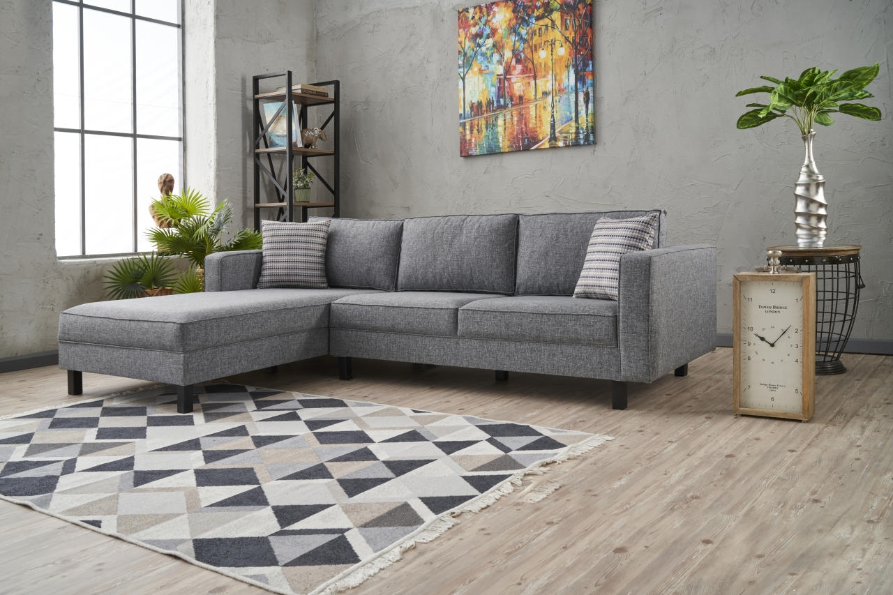 Kale Linen Left - Grey in Grau präsentiert im Onlineshop von KAQTU Design AG. Ecksofa ist von Atelier Del Sofa