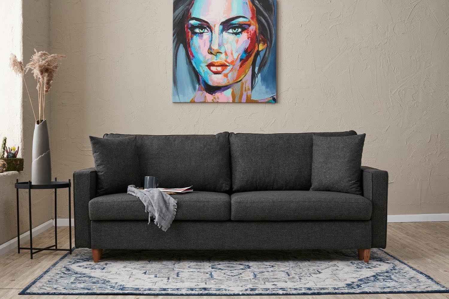 Eva - Anthracite in Anthrazit präsentiert im Onlineshop von KAQTU Design AG. Bettsofa ist von Atelier Del Sofa
