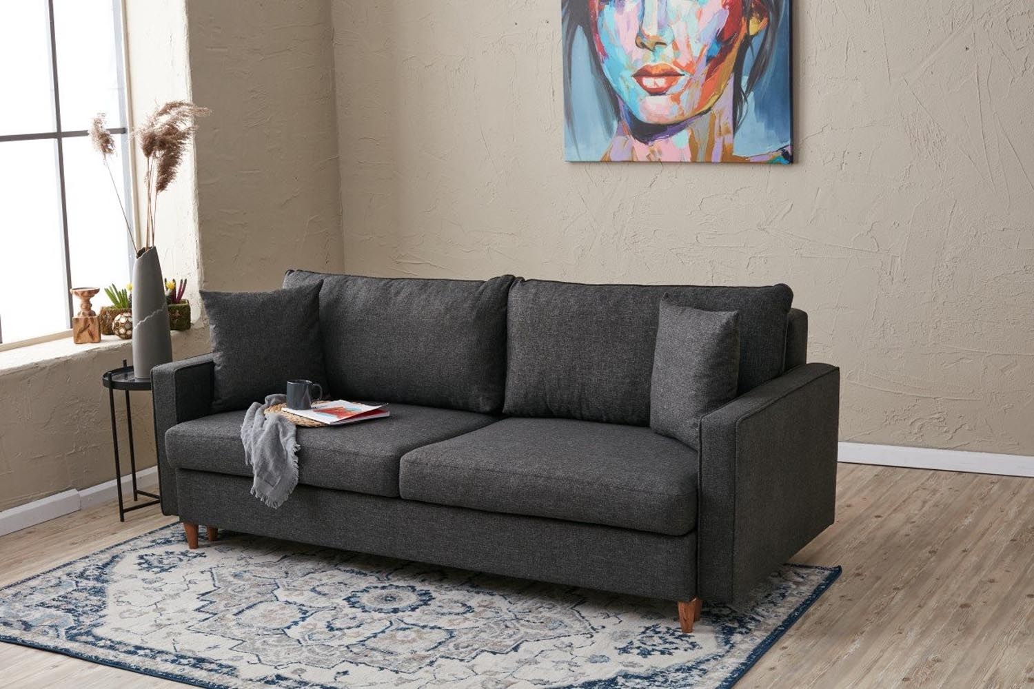 Eva - Anthracite in Anthrazit präsentiert im Onlineshop von KAQTU Design AG. Bettsofa ist von Atelier Del Sofa