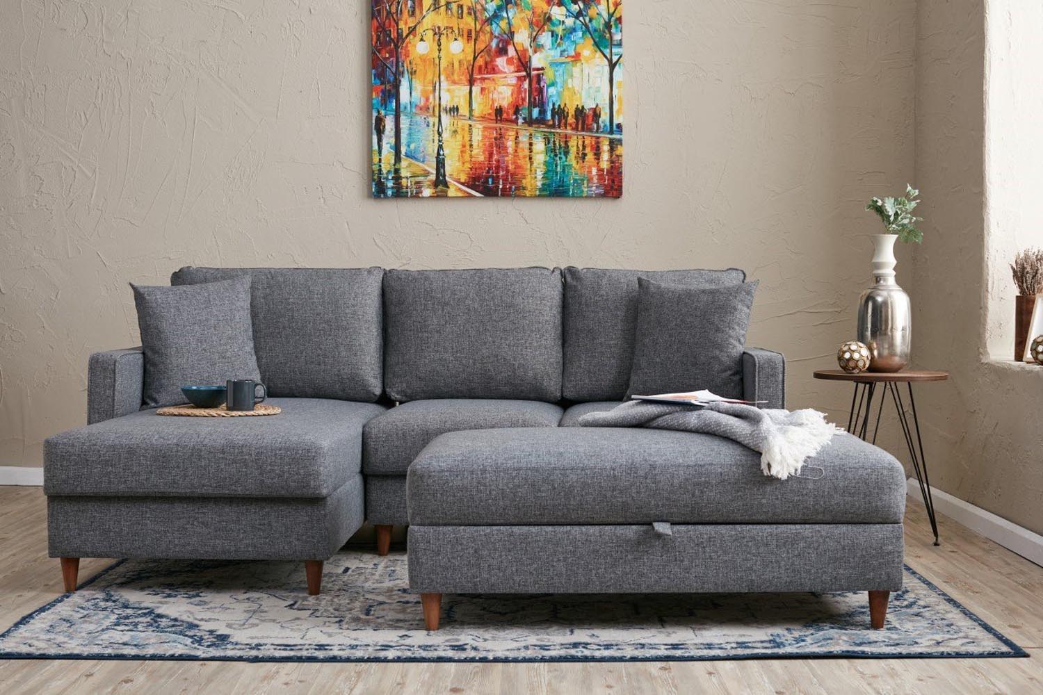 Eva Left - Grey in Grau präsentiert im Onlineshop von KAQTU Design AG. Ecksofa ist von Atelier Del Sofa