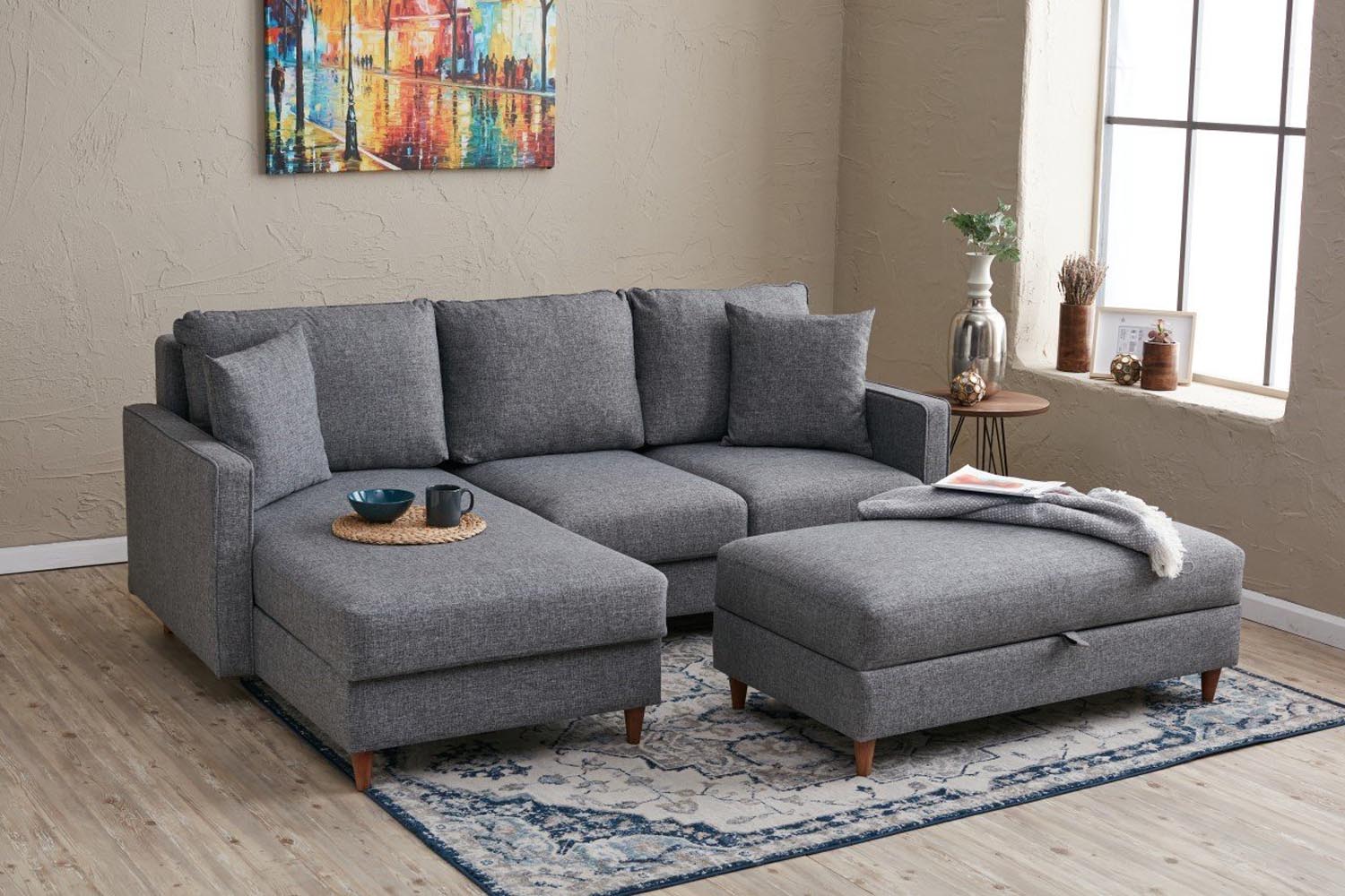 Eva Left - Grey in Grau präsentiert im Onlineshop von KAQTU Design AG. Ecksofa ist von Atelier Del Sofa