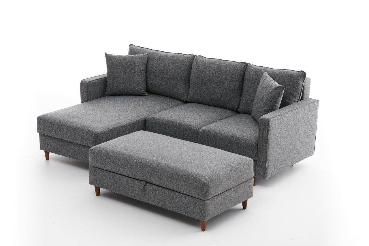 Eva Left - Grey in Grau präsentiert im Onlineshop von KAQTU Design AG. Ecksofa ist von Atelier Del Sofa