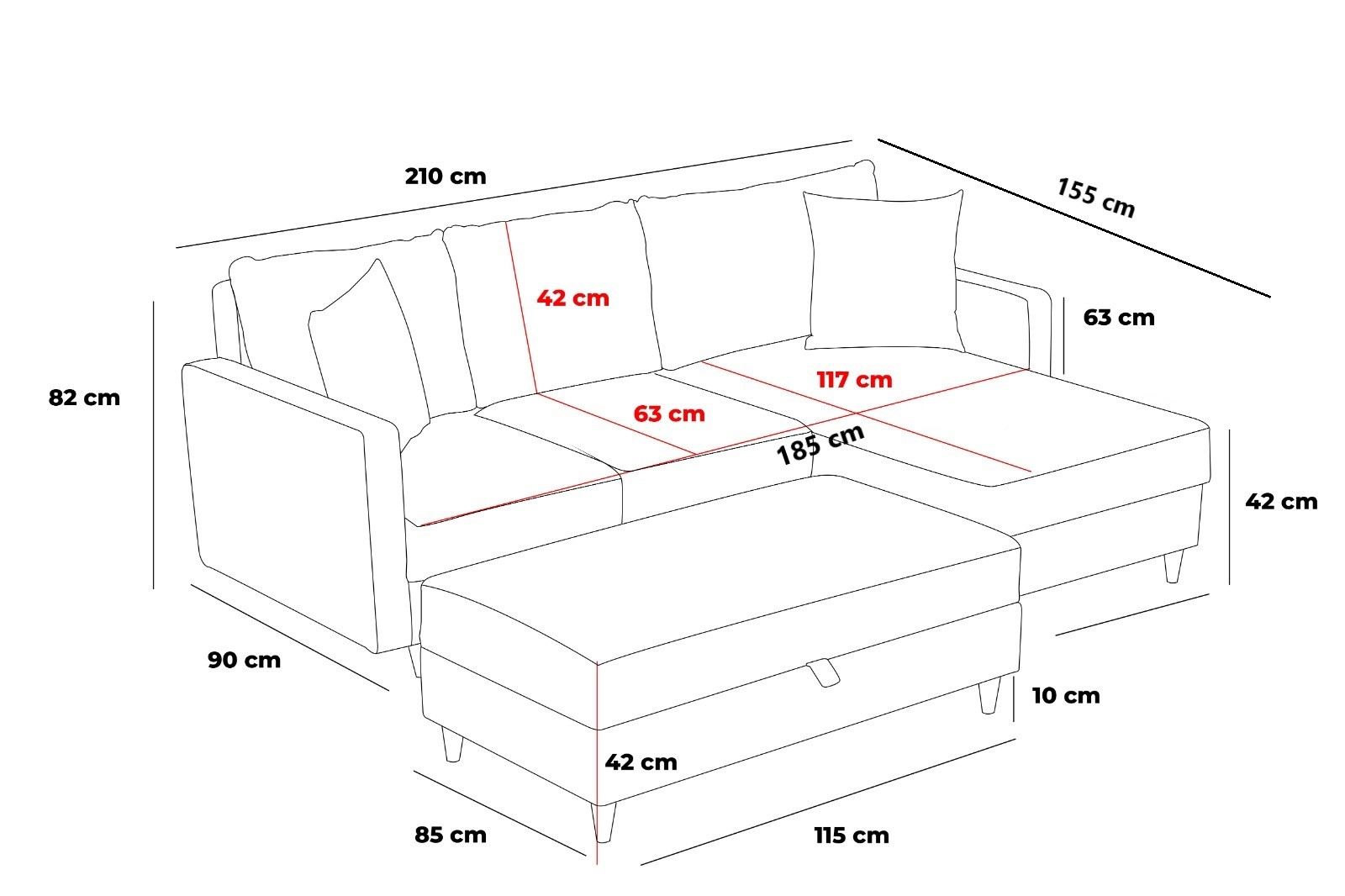 Eva Right - Anthracite in Anthrazit präsentiert im Onlineshop von KAQTU Design AG. Ecksofa ist von Atelier Del Sofa