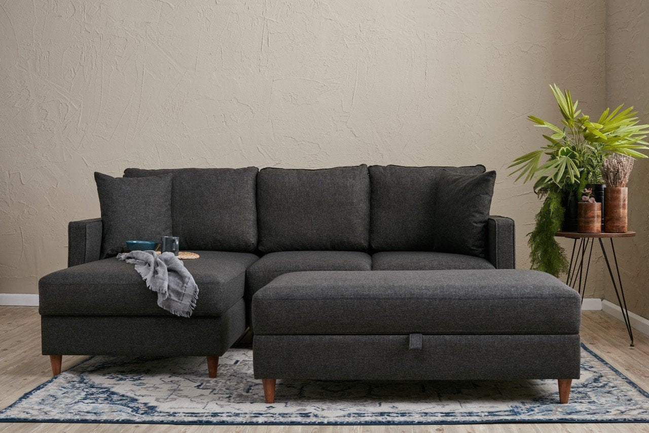 Eva Left - Anthracite in Anthrazit präsentiert im Onlineshop von KAQTU Design AG. Ecksofa ist von Atelier Del Sofa