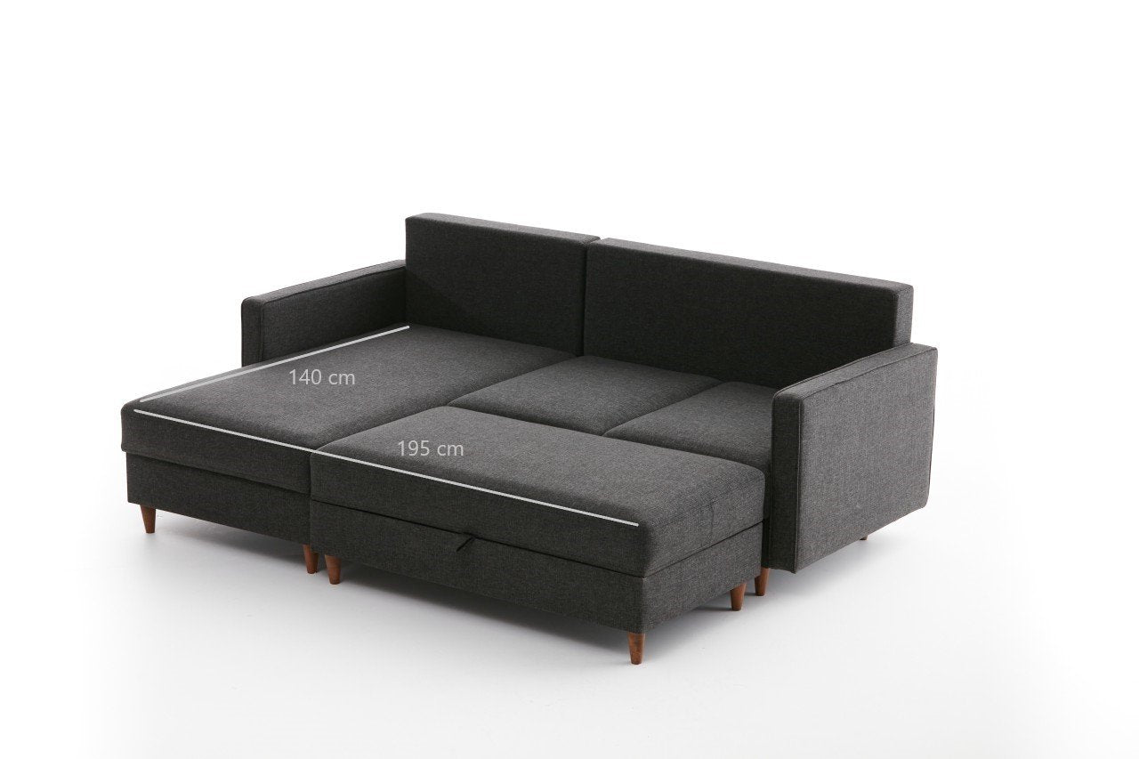 Eva Left - Anthracite in Anthrazit präsentiert im Onlineshop von KAQTU Design AG. Ecksofa ist von Atelier Del Sofa