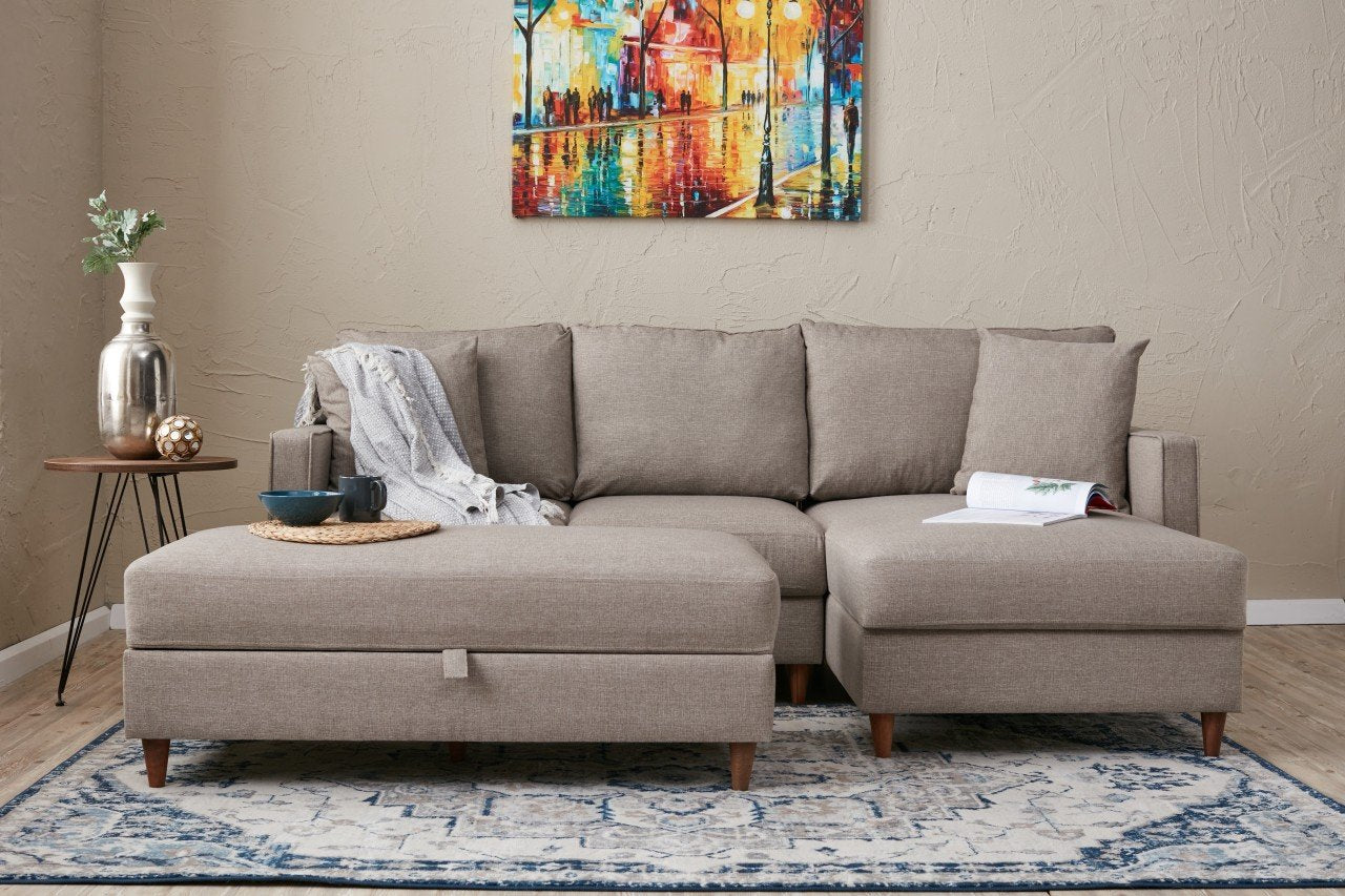 Eva Right - Cream in Sahne präsentiert im Onlineshop von KAQTU Design AG. Ecksofa ist von Atelier Del Sofa