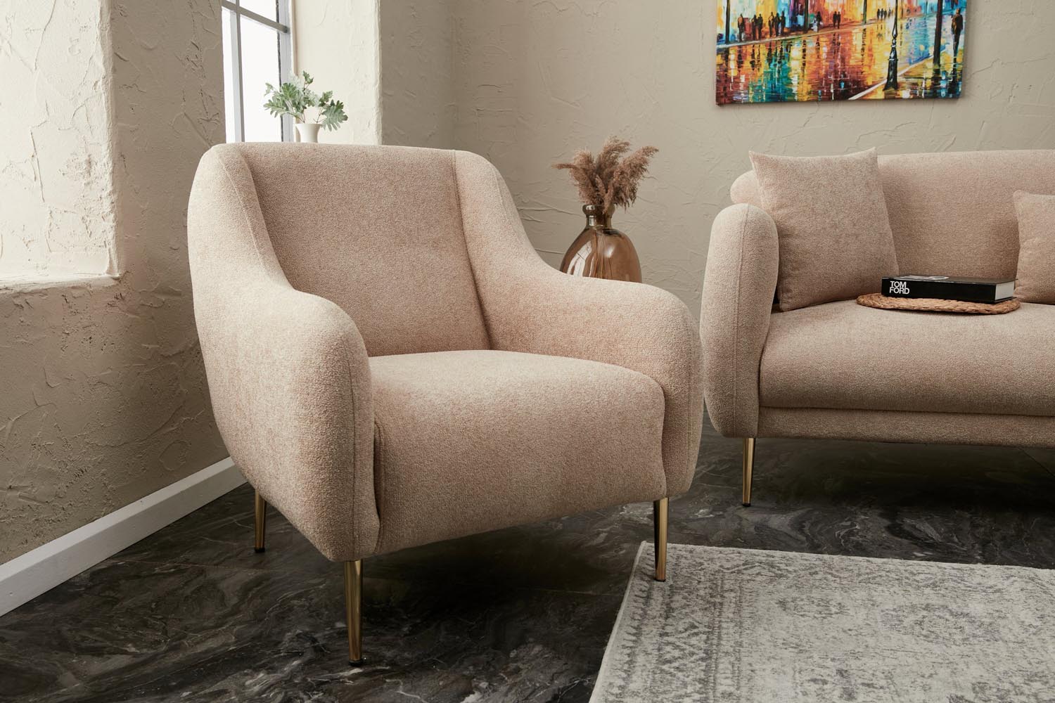 Simena - Beige in Beige Gold präsentiert im Onlineshop von KAQTU Design AG. Modulares Sofa ist von Atelier Del Sofa