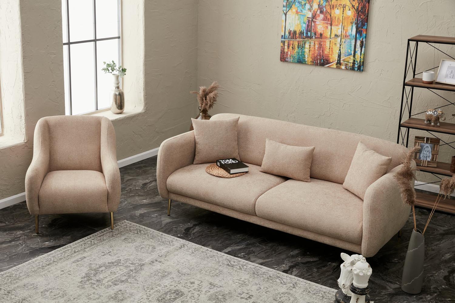 Simena - Beige in Beige Gold präsentiert im Onlineshop von KAQTU Design AG. Bettsofa ist von Atelier Del Sofa