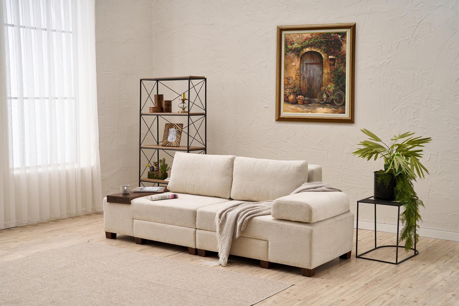 Perenna Chenille - Cream in Sahne präsentiert im Onlineshop von KAQTU Design AG. Bettsofa ist von Atelier Del Sofa