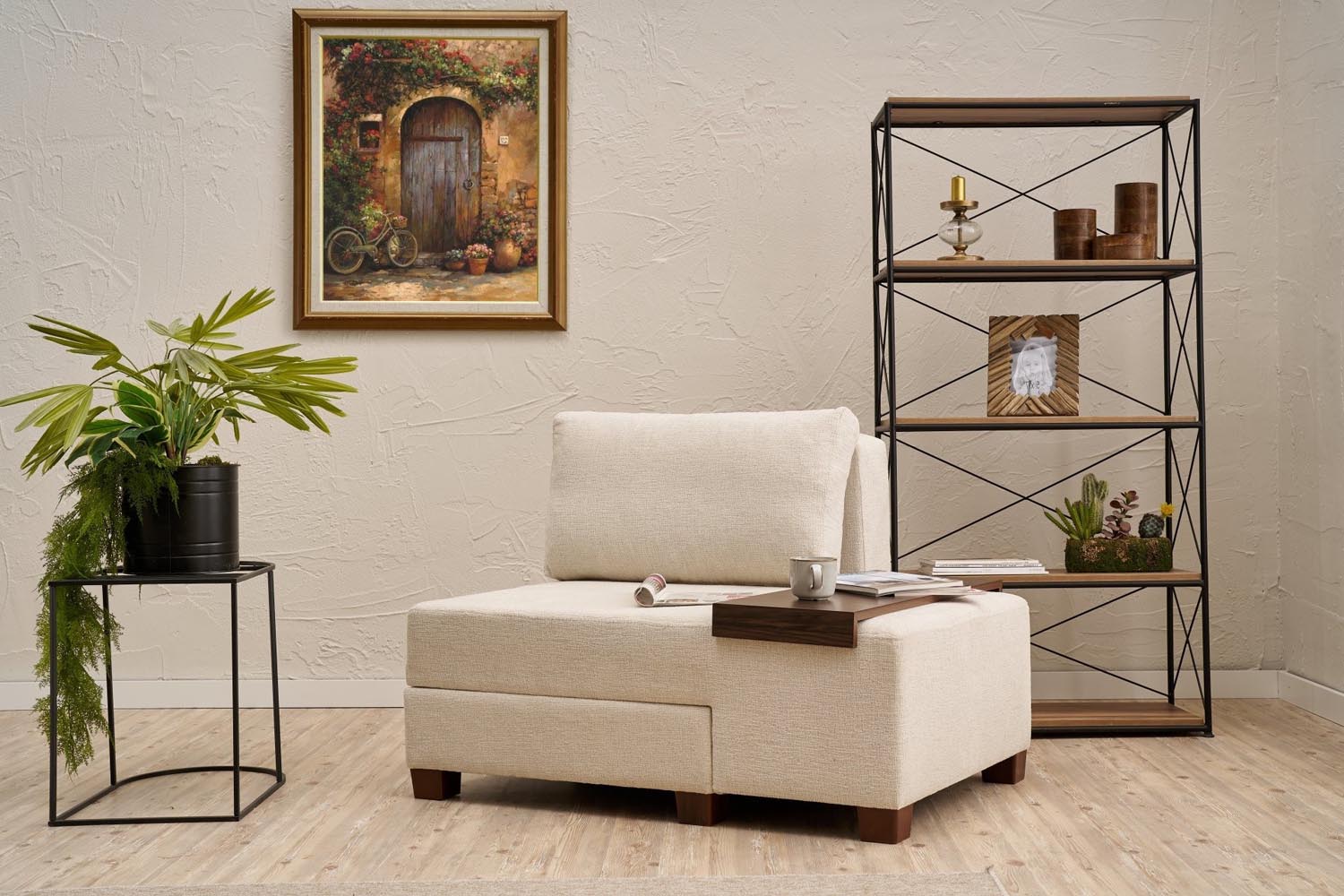 Perenna Chenille Right - Cream in Sahne präsentiert im Onlineshop von KAQTU Design AG. Bettsofa ist von Atelier Del Sofa