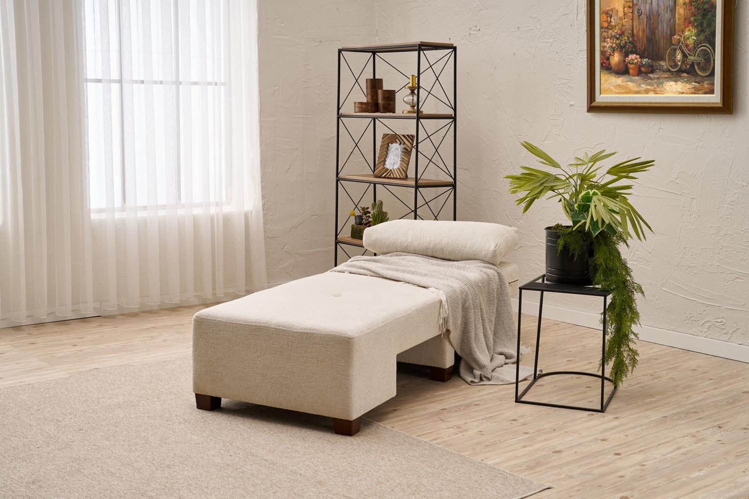 Perenna Chenille Right - Cream in Sahne präsentiert im Onlineshop von KAQTU Design AG. Bettsofa ist von Atelier Del Sofa