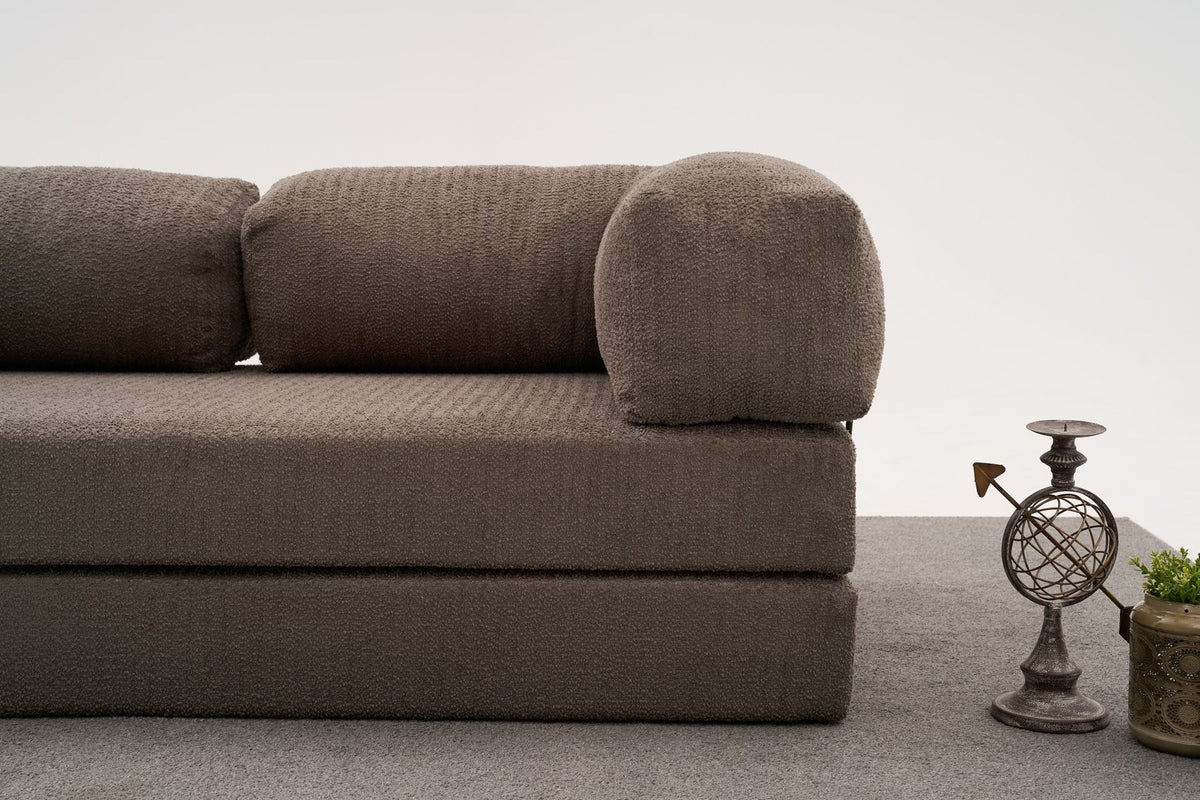 Comfort Ecksofa von Atelier Del Sofa in Grau, Ecksofa mit Chenille-Bezug, Masse 290x95x75 cm, Weichschaum-Sitzfläche, Türkei produziert.