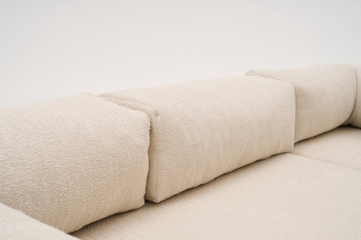 Comfort Ecksofa von Atelier Del Sofa in Creme, Bezug aus 100% Chenille, Eckform mit ausklappbarer Liegefläche, Grösse 290 x 95 x 75 cm
