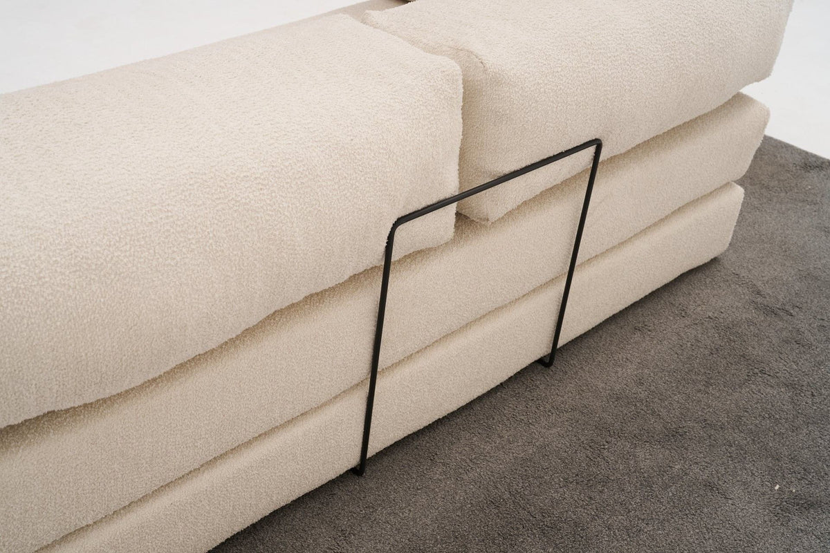 Comfort Mini-Ecksofa von Atelier Del Sofa in Creme, Bezug aus 100% Chenille, kompaktes Ecksofa mit ausziehbarer Liegefläche, Masse 190 x 95 x 75 cm