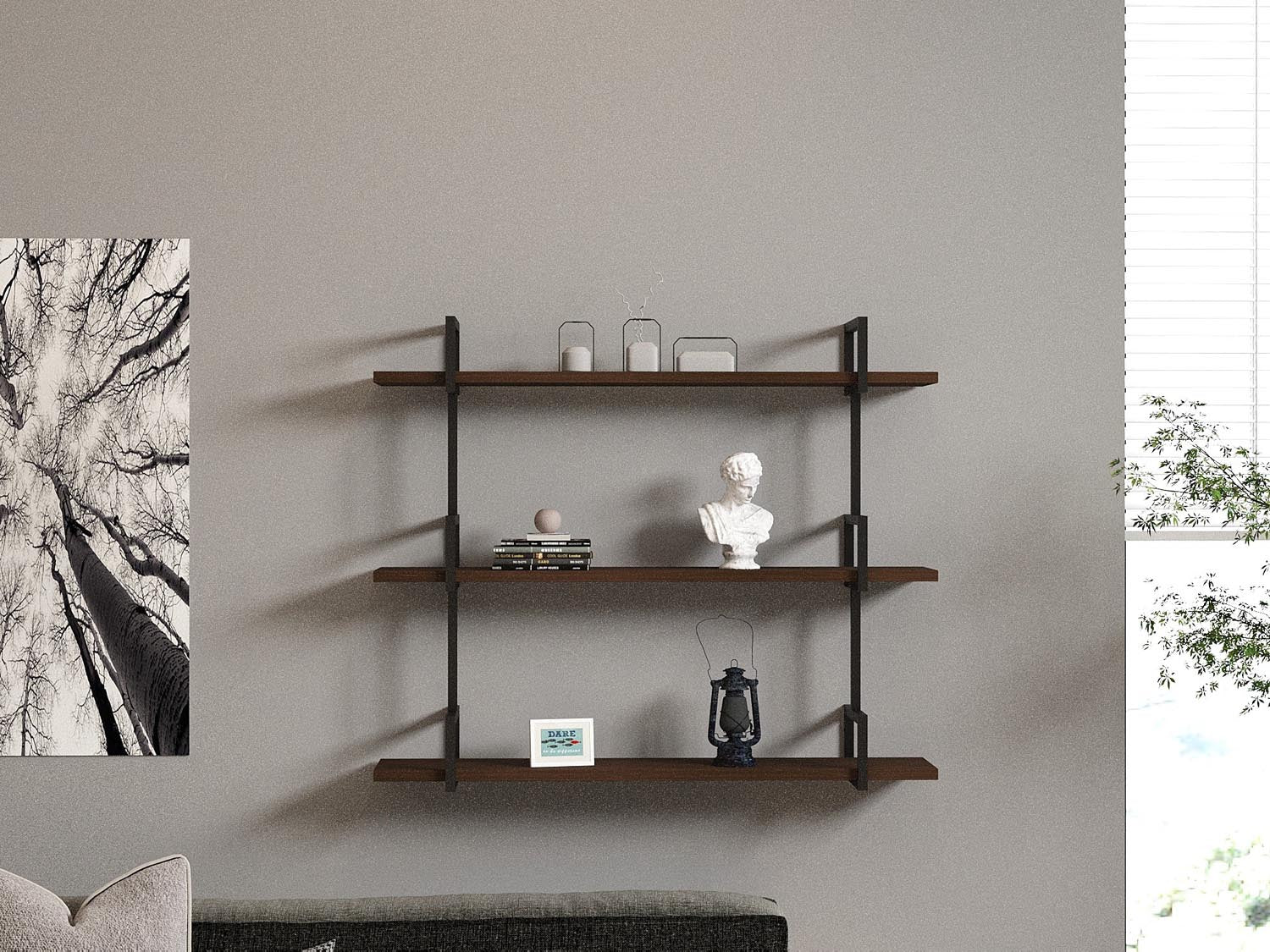 Uras - Walnut in Walnuss präsentiert im Onlineshop von KAQTU Design AG. Wandregal ist von Hanah Home