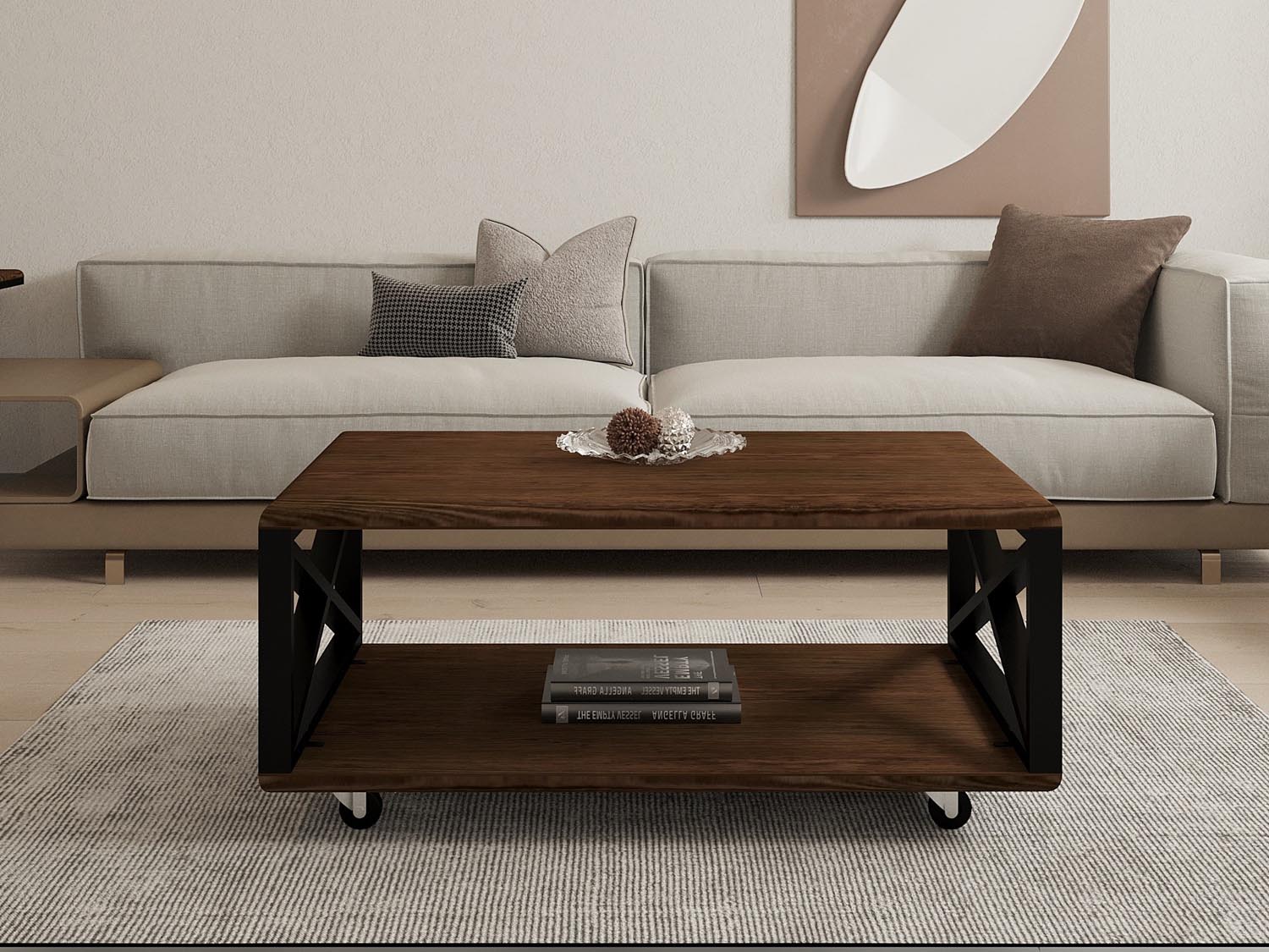 Yuso - Walnut in Walnuss präsentiert im Onlineshop von KAQTU Design AG. Beistelltisch ist von Hanah Home