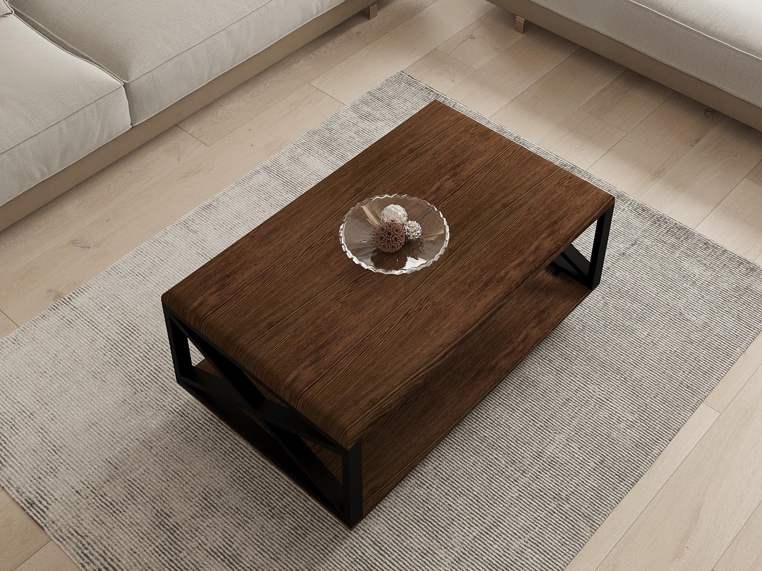 Yuso - Walnut in Walnuss präsentiert im Onlineshop von KAQTU Design AG. Beistelltisch ist von Hanah Home
