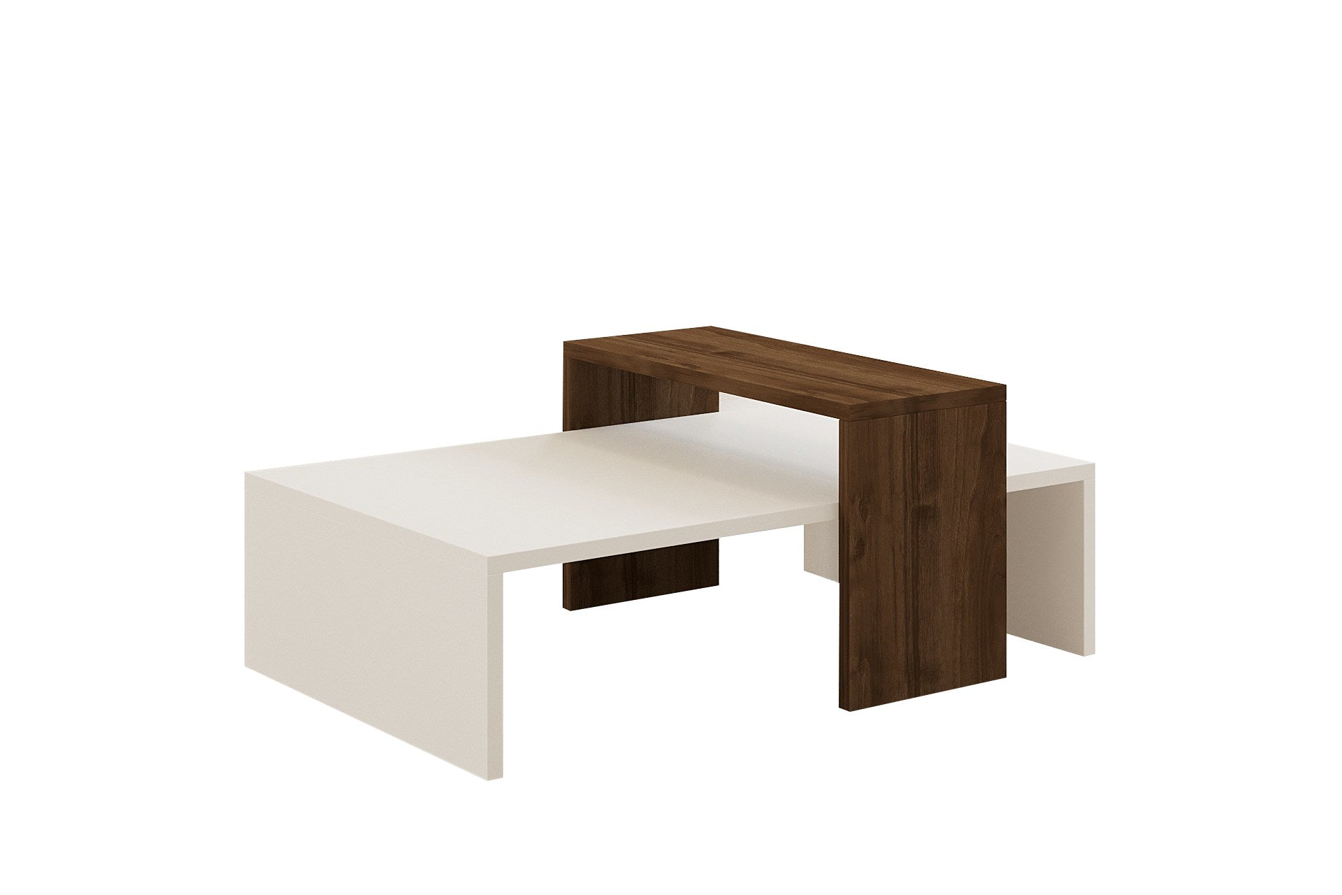 Glow - White, Walnut in Walnuss Weiss präsentiert im Onlineshop von KAQTU Design AG. Beistelltisch ist von Hanah Home