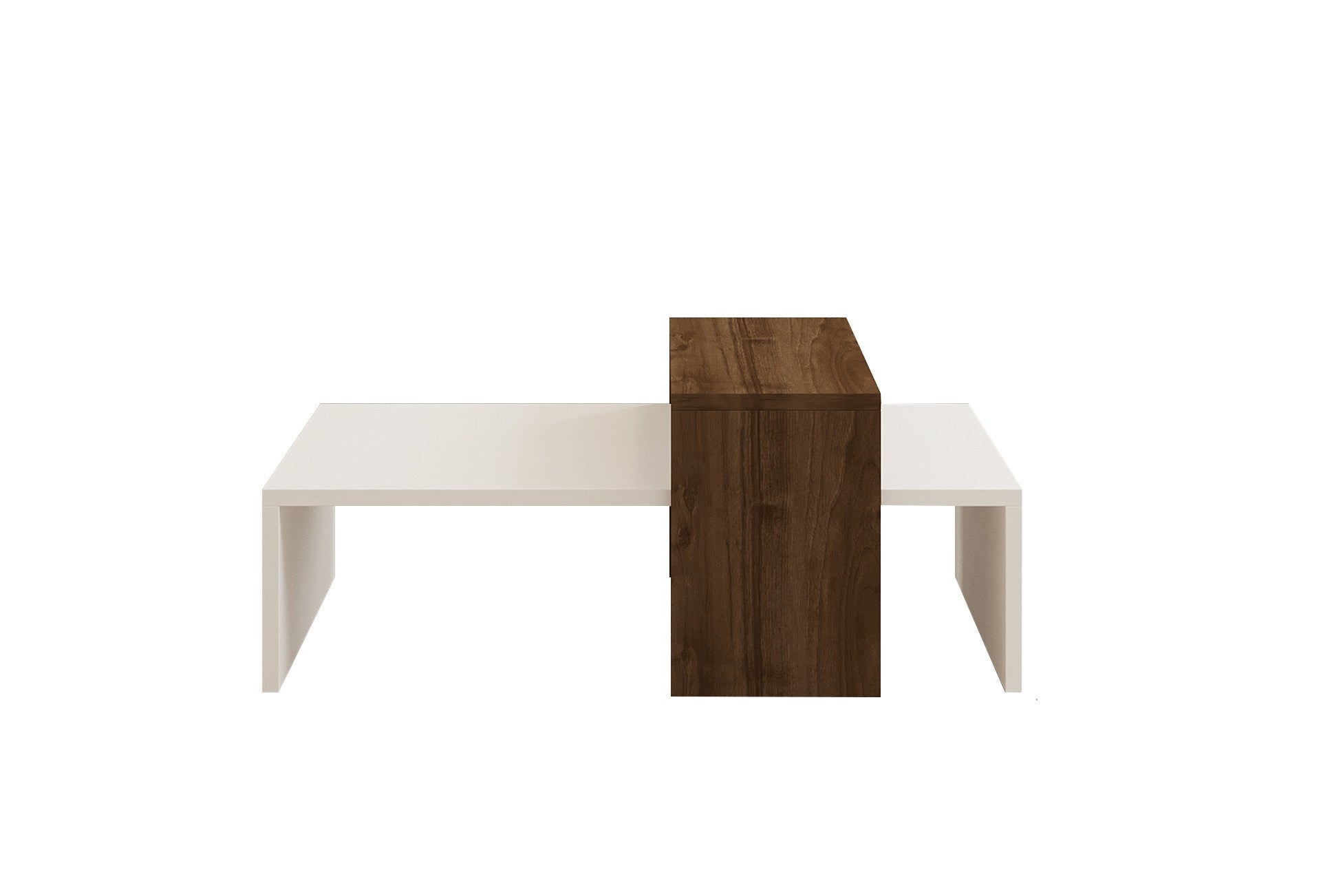 Glow - White, Walnut in Walnuss Weiss präsentiert im Onlineshop von KAQTU Design AG. Beistelltisch ist von Hanah Home