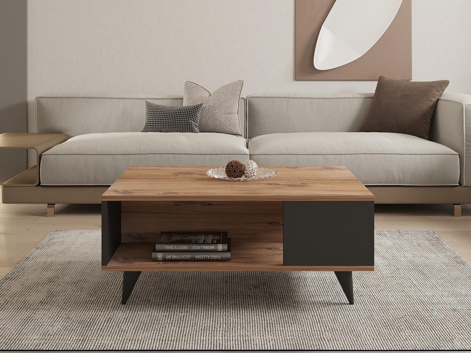 Yuka in Walnuss Schwarz präsentiert im Onlineshop von KAQTU Design AG. Beistelltisch ist von Hanah Home