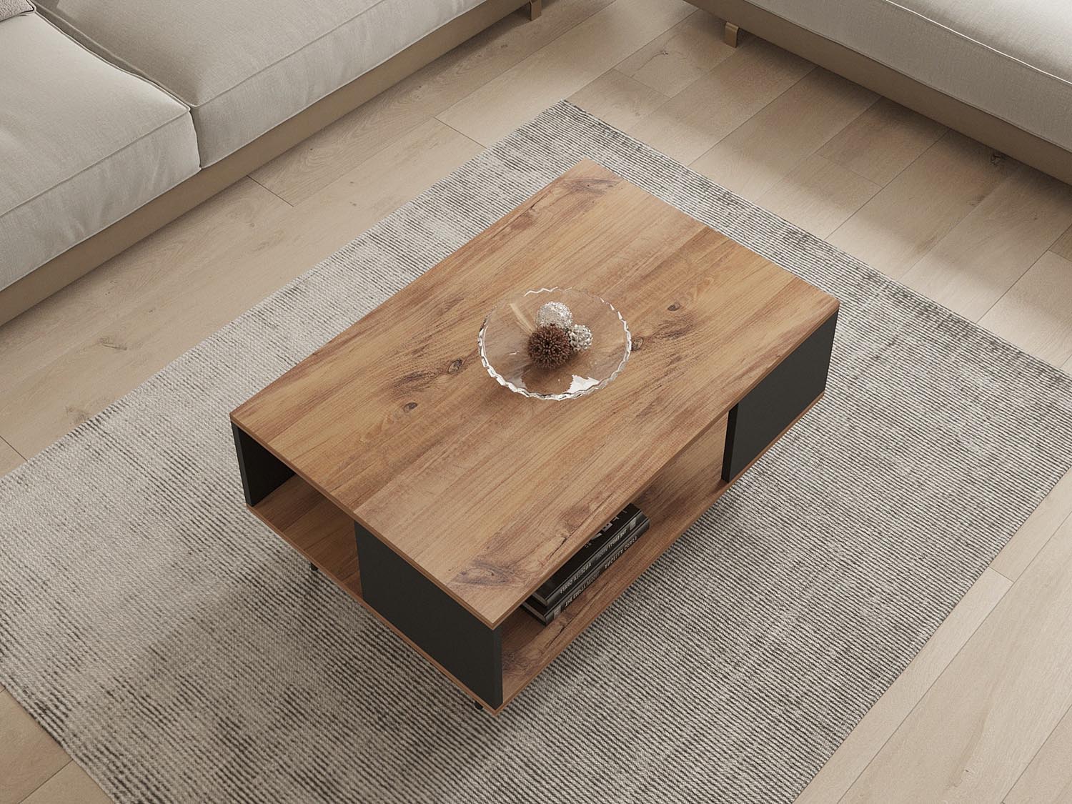 Yuka in Walnuss Schwarz präsentiert im Onlineshop von KAQTU Design AG. Beistelltisch ist von Hanah Home