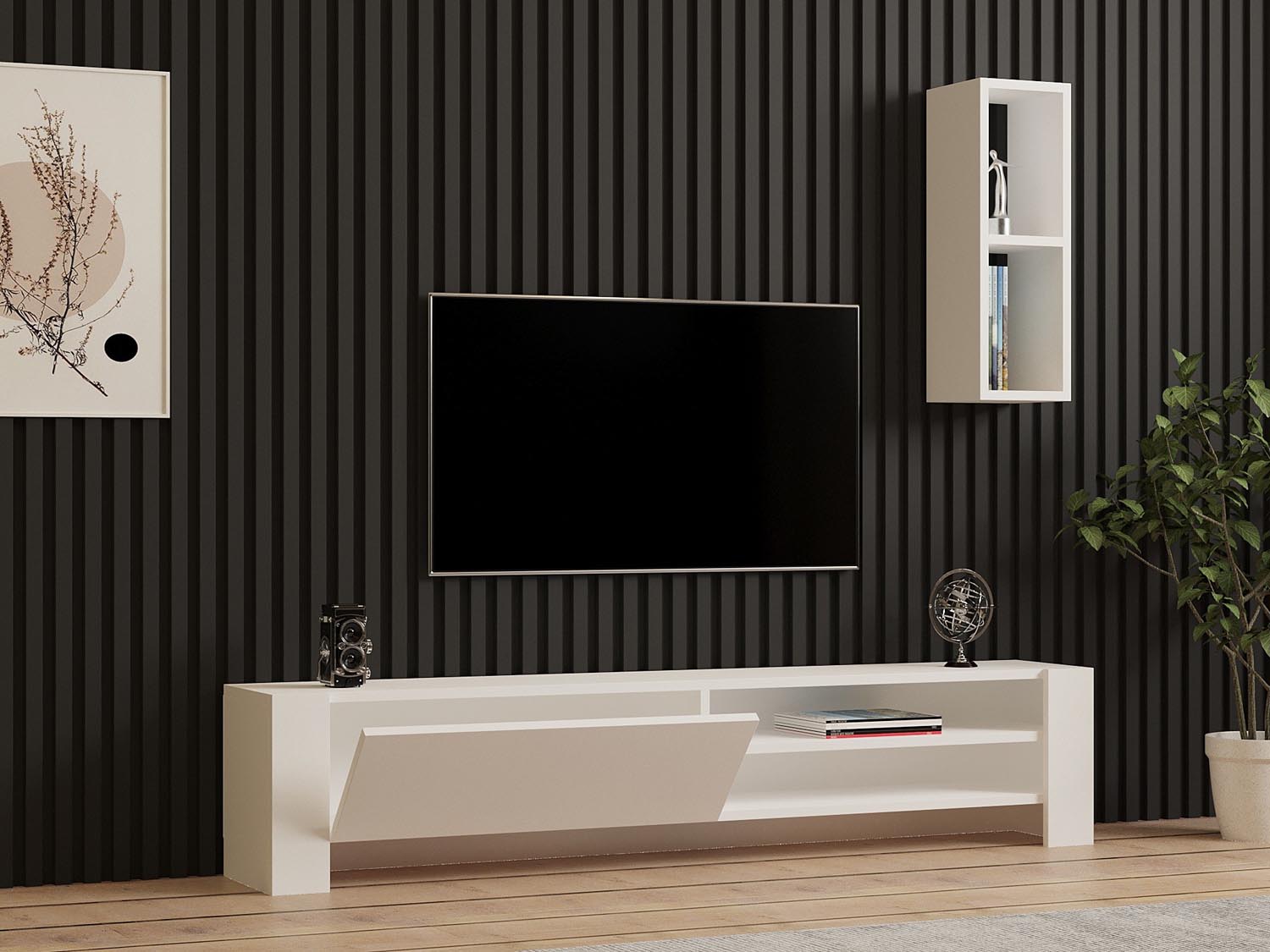 Naz - White in Weiss präsentiert im Onlineshop von KAQTU Design AG. TV-Möbel ist von Hanah Home