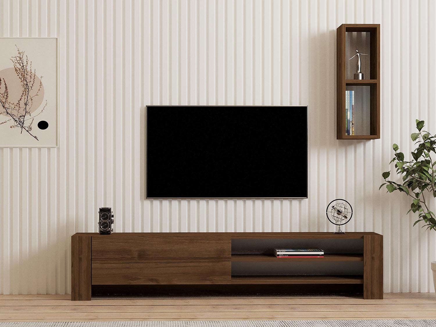 Naz - Walnut in Walnuss präsentiert im Onlineshop von KAQTU Design AG. TV-Möbel ist von Hanah Home