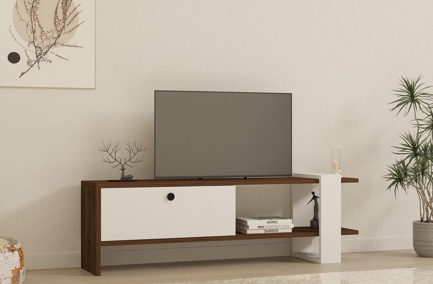 Gaye - Walnut, White in Walnuss Weiss präsentiert im Onlineshop von KAQTU Design AG. Sideboard ist von Hanah Home