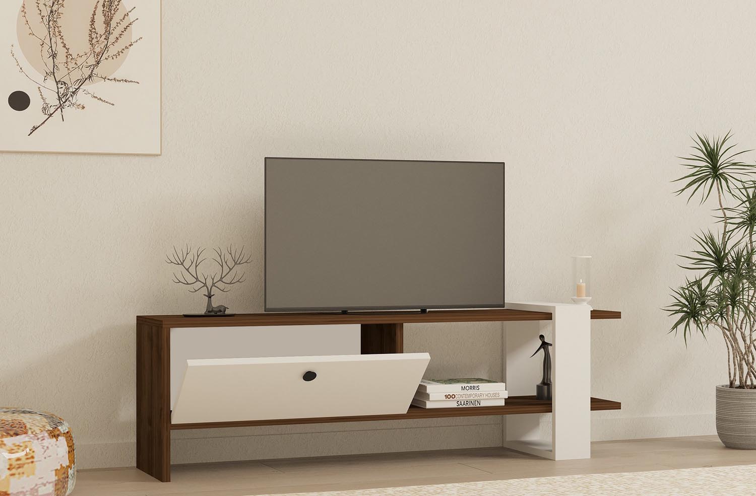 Gaye - Walnut, White in Walnuss Weiss präsentiert im Onlineshop von KAQTU Design AG. Sideboard ist von Hanah Home