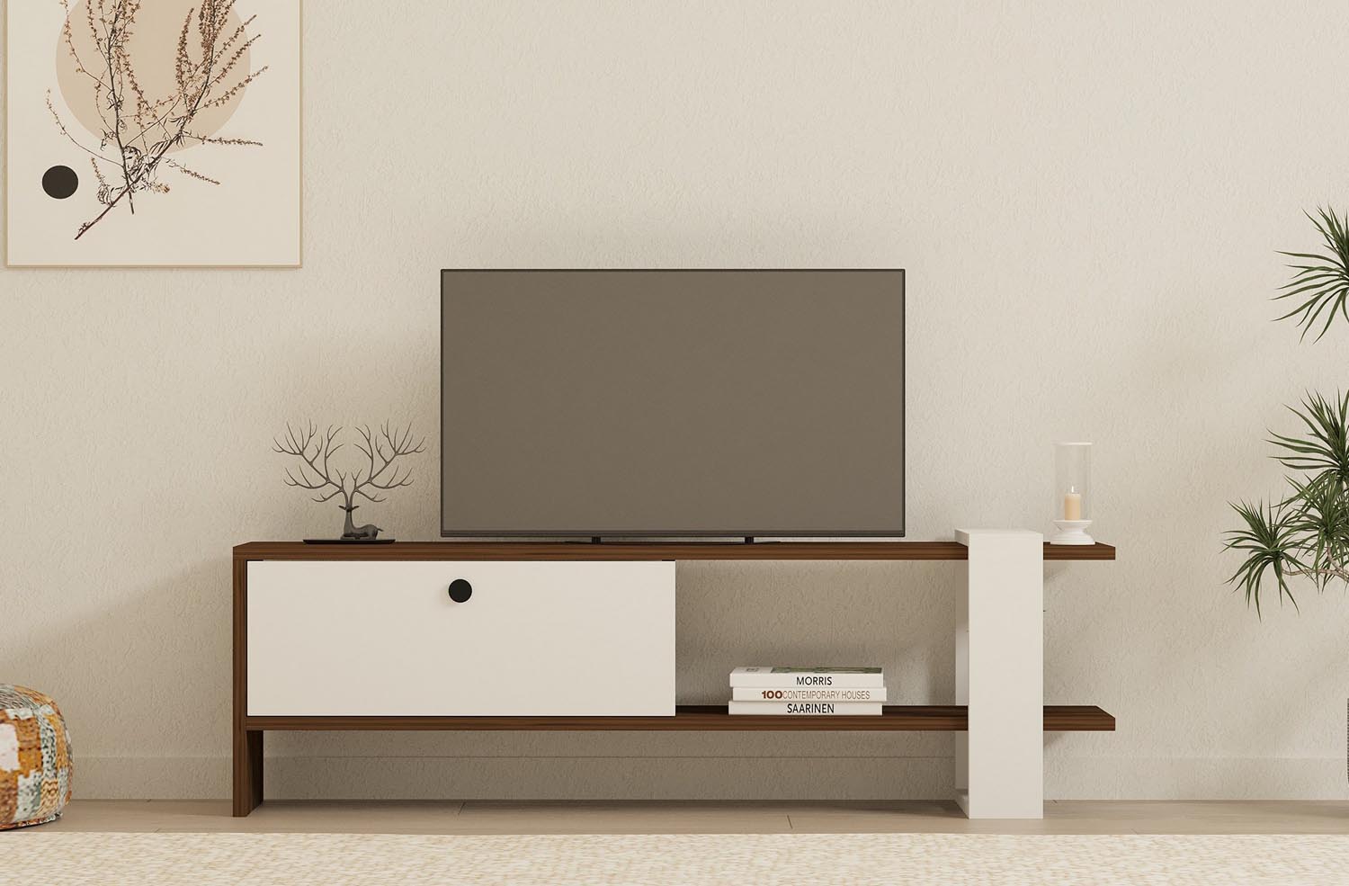 Gaye - Walnut, White in Walnuss Weiss präsentiert im Onlineshop von KAQTU Design AG. Sideboard ist von Hanah Home