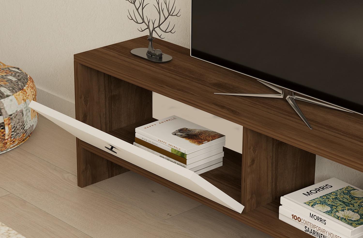 Gaye - Walnut, White in Walnuss Weiss präsentiert im Onlineshop von KAQTU Design AG. Sideboard ist von Hanah Home