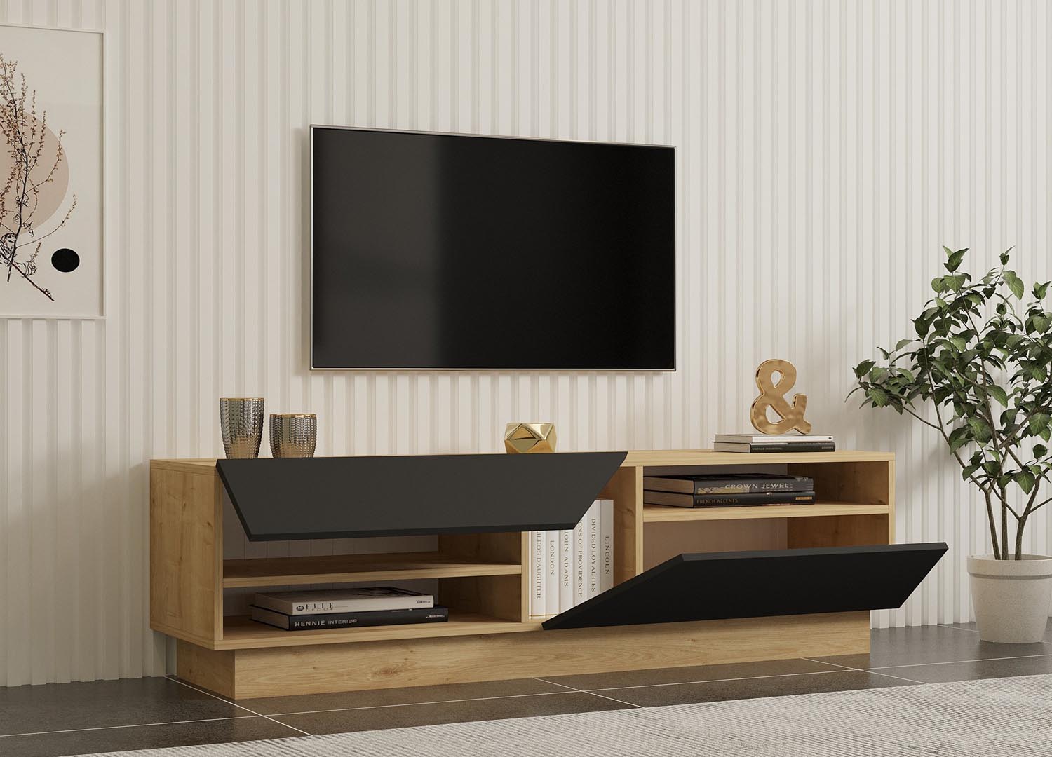 Yaprak in Saphir
 Anthrazit präsentiert im Onlineshop von KAQTU Design AG. Sideboard ist von Hanah Home