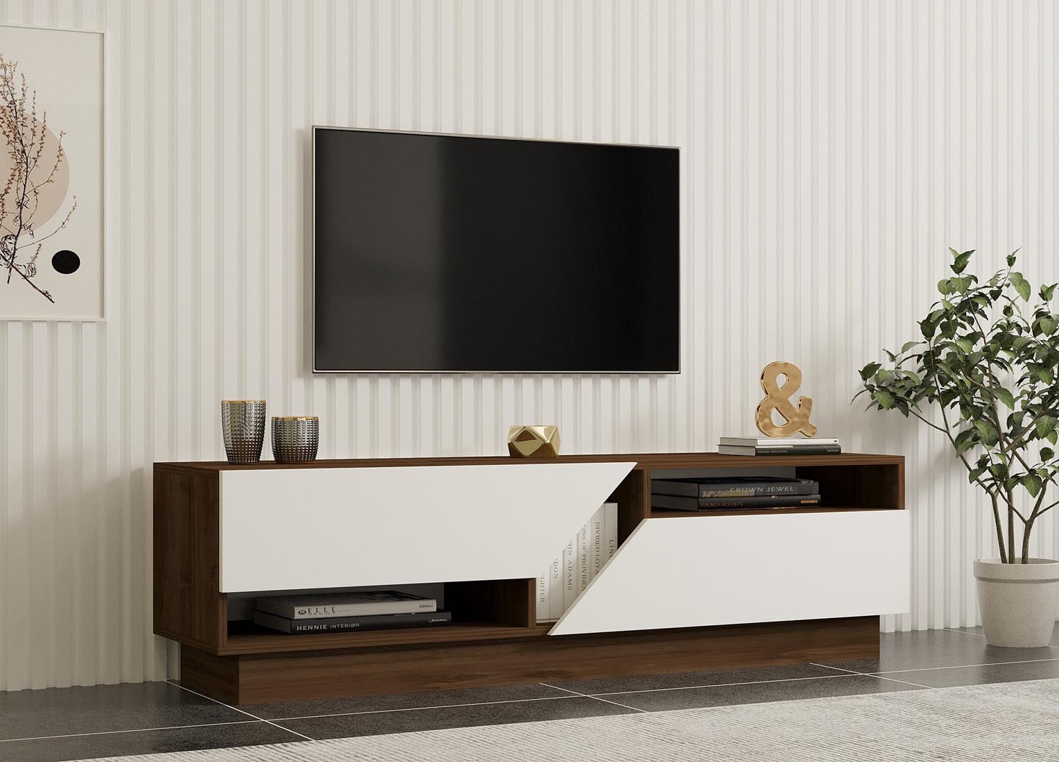 Koza in Walnuss Weiss präsentiert im Onlineshop von KAQTU Design AG. Sideboard ist von Hanah Home