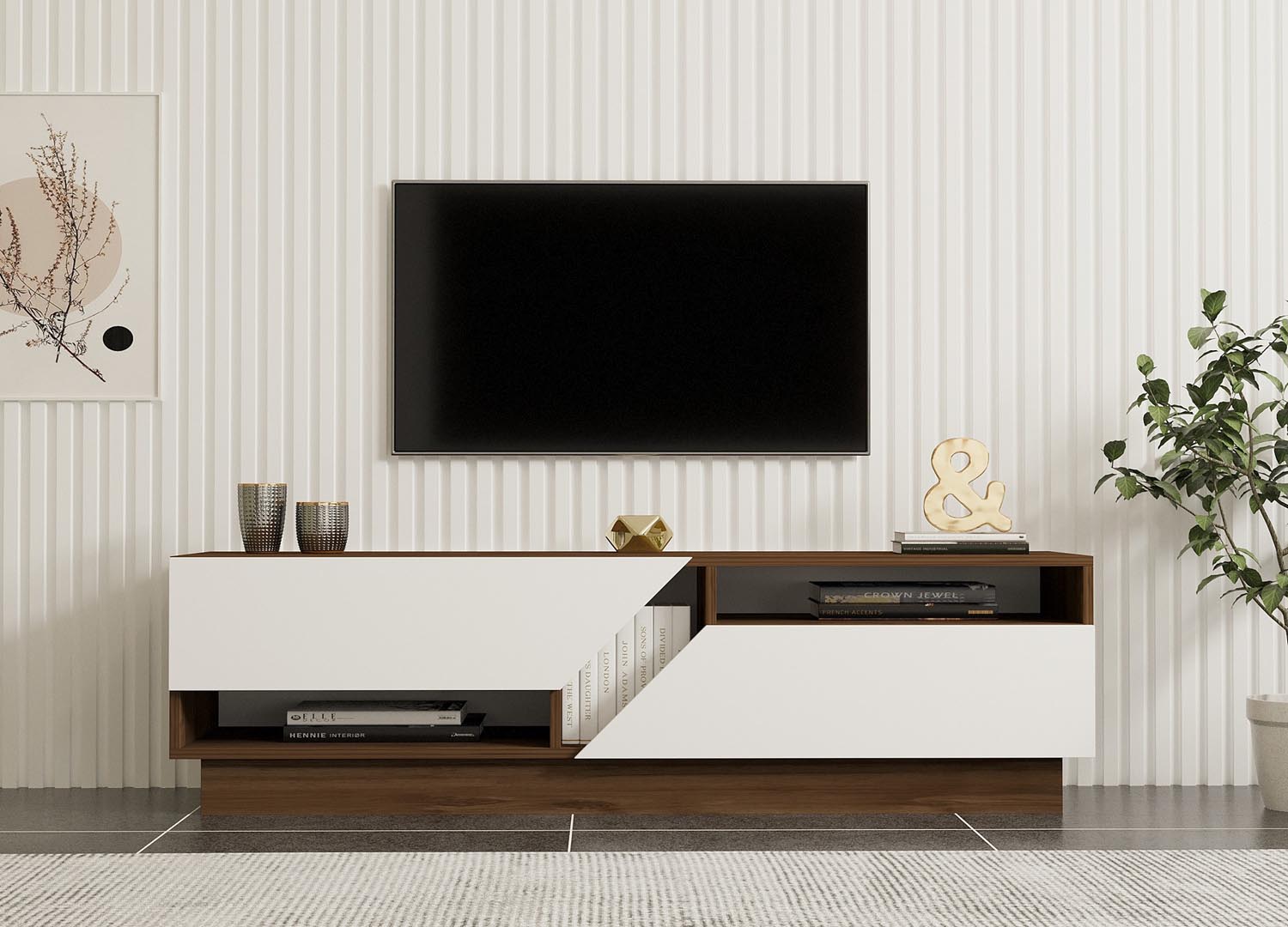Koza in Walnuss Weiss präsentiert im Onlineshop von KAQTU Design AG. Sideboard ist von Hanah Home