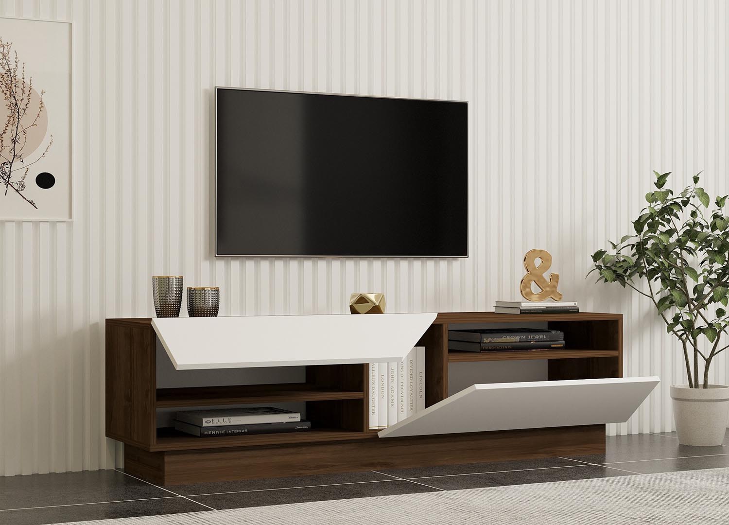 Koza in Walnuss Weiss präsentiert im Onlineshop von KAQTU Design AG. Sideboard ist von Hanah Home