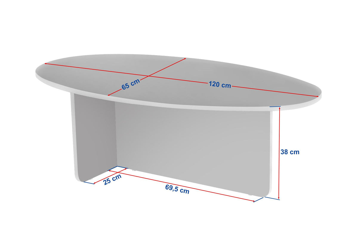 Foto eines rechteckigen Couchtischs in Venezia-Nussbaum-Optik aus melaminbeschichteter Spanplatte mit schlichtem, geradlinigem Design.